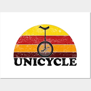 Unicycle Bike Vintage Colors Posters and Art